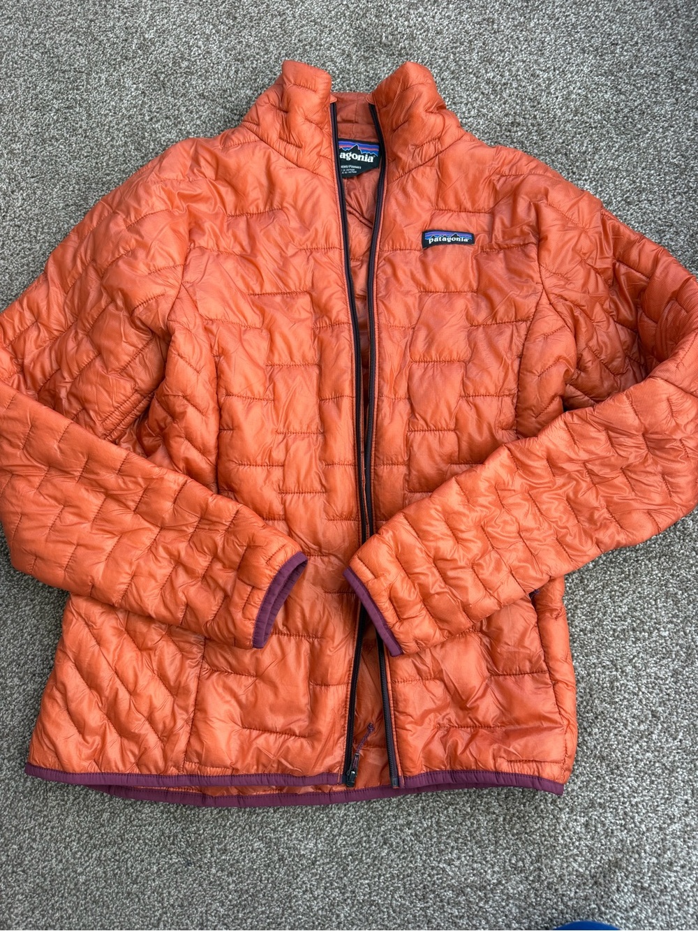 Patagonia Women’s Nano Puff Jacket Orange and Maroon S